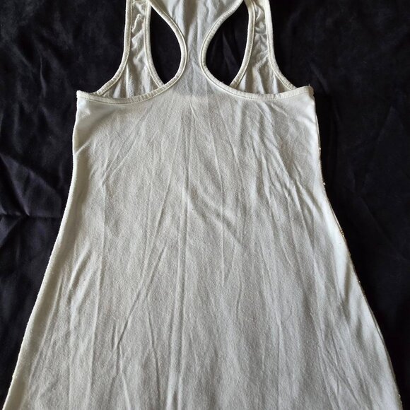 Women's Size Medium Cream  W/Gold Sequin Racer Back Tank - Picture 5 of 7